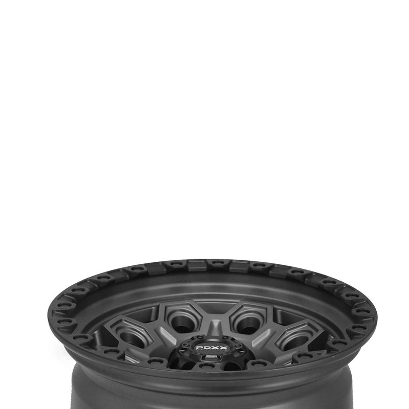 Load image into Gallery viewer, PDXX CONQUEST 17" 6X139.7 Satin Gunmetal w/Black Ring Wheels