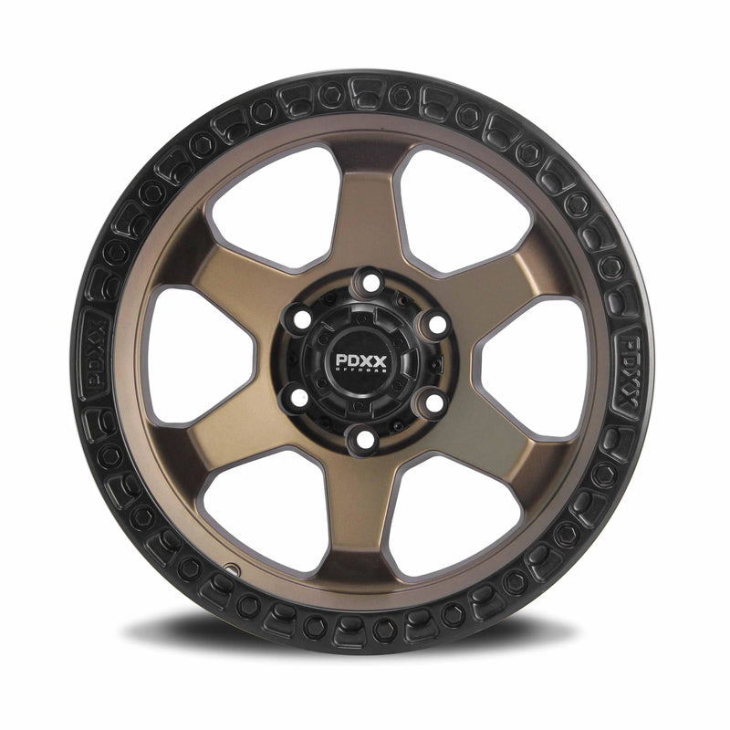 Load image into Gallery viewer, PDXX DOMINATOR 17" 6X139.7 Satin Bronze w/Black Ring Wheels