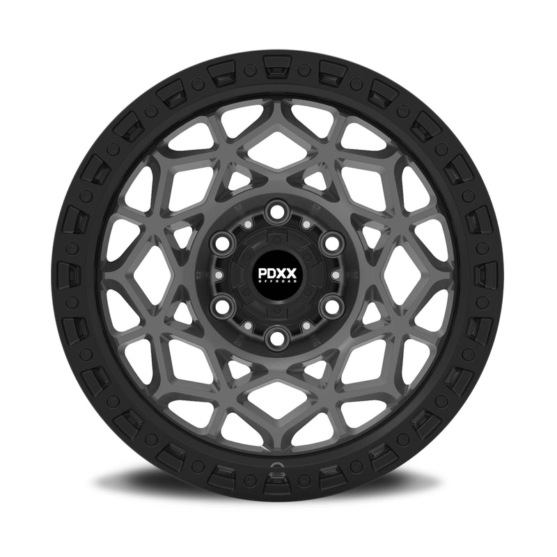 Load image into Gallery viewer, PDXX ENFORCER 17" 6X139.7 Satin Gunmetal w/Black Ring Wheels+Tyres