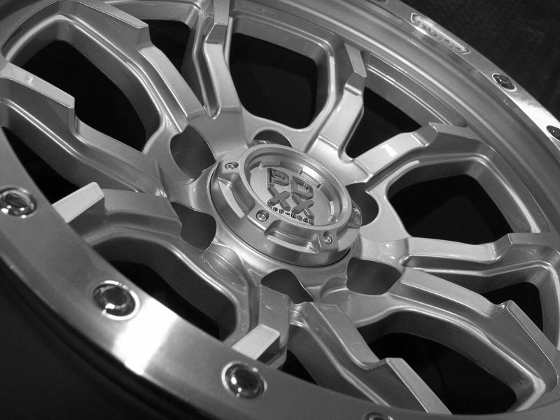 Load image into Gallery viewer, PDXX FURY 17" 6X139.7 Silver w/Machined Ring Wheels+Tyres