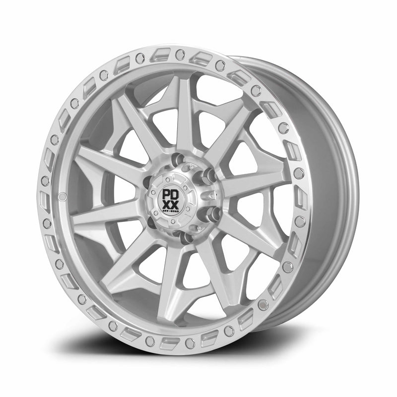 Load image into Gallery viewer, PDXX VIKING 18" 6X139.7 Silver w/Machined Ring Wheels