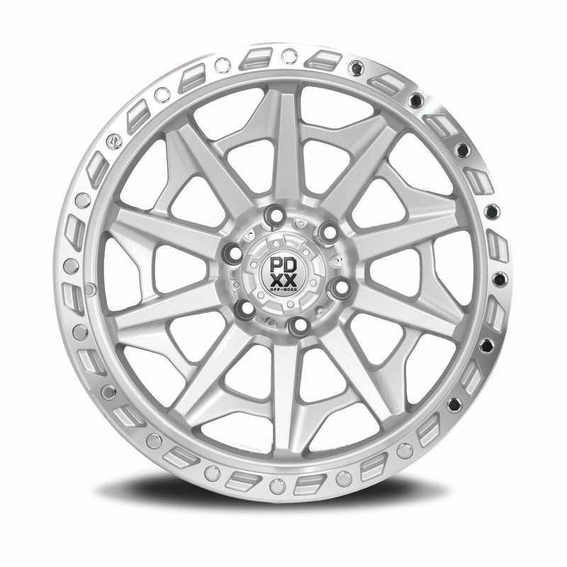 Load image into Gallery viewer, PDXX VIKING 18" 6X139.7 Silver w/Machined Ring Wheels