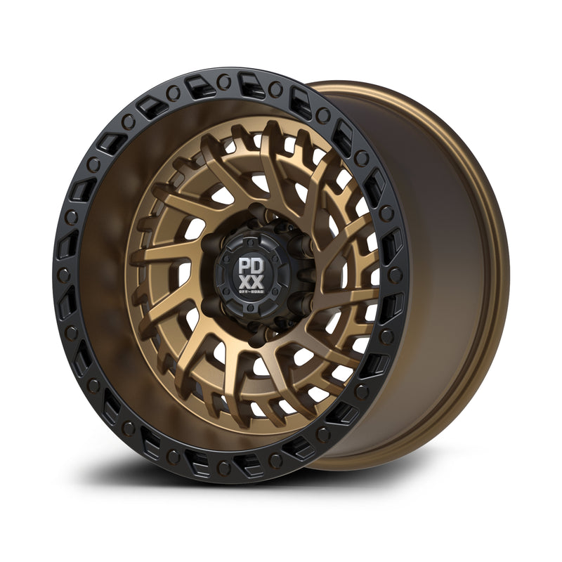 Load image into Gallery viewer, PDXX STIX 17" 6X139.7 Satin Bronze w/Black Ring Wheels