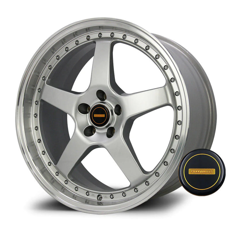 Load image into Gallery viewer, Rseries SVFR 20" 5X114.3 Silver Machined Lip Wheels