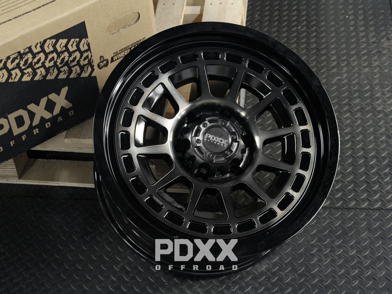 Load image into Gallery viewer, PDXX TAKEDOWN 18" 6X139.7 Dark Tint/Gloss Black Wheels