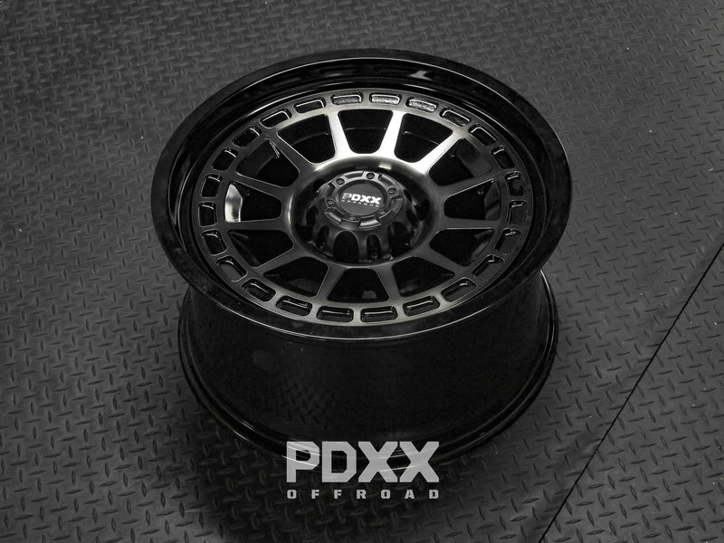 Load image into Gallery viewer, PDXX TAKEDOWN 18" 6X139.7 Dark Tint/Gloss Black Wheels+Tyres