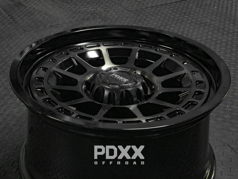 Load image into Gallery viewer, PDXX TAKEDOWN 18" 6X139.7 Dark Tint/Gloss Black Wheels+Tyres