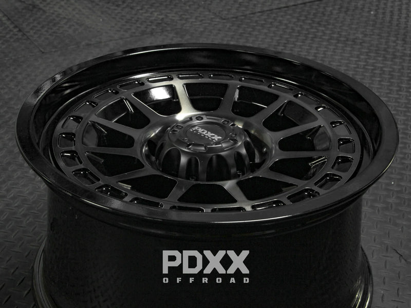 Load image into Gallery viewer, PDXX TAKEDOWN 18" 6X139.7 Dark Tint/Gloss Black Wheels