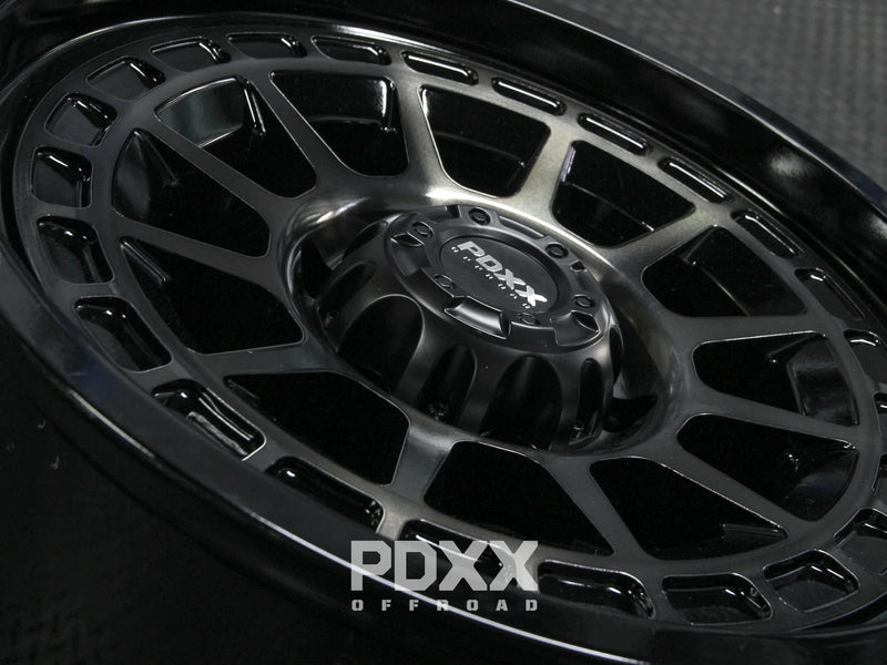 Load image into Gallery viewer, PDXX TAKEDOWN 18" 6X139.7 Dark Tint/Gloss Black Wheels