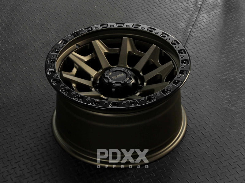 Load image into Gallery viewer, PDXX VIKING 17" 6X139.7 Satin Bronze w/Black Ring Wheels+Tyres
