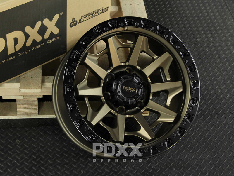 Load image into Gallery viewer, PDXX VIKING 17" 6X139.7 Satin Bronze w/Black Ring Wheels+Tyres