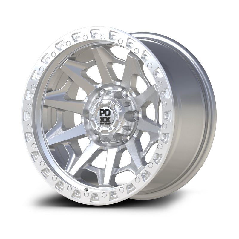 Load image into Gallery viewer, PDXX VIKING 17" 6X139.7 Silver w/Machined Ring Wheels