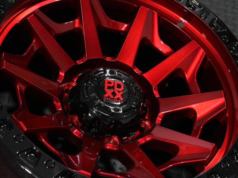 Load image into Gallery viewer, PDXX VIKING 17" 6X139.7 Imperial Red w/ Black Ring Wheels