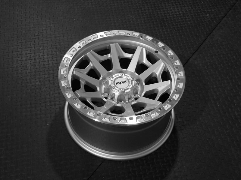 Load image into Gallery viewer, PDXX VIKING 17" 6X139.7 Silver w/Machined Ring Wheels