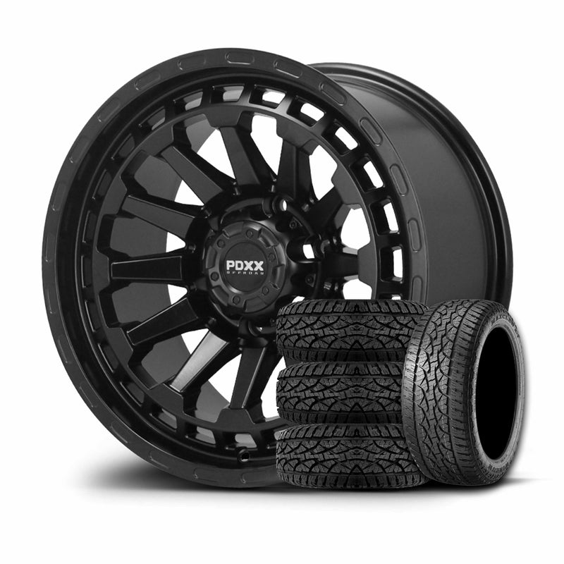 Load image into Gallery viewer, PDXX BEAST 17" 6X139.7 Satin Black Wheels+Tyres