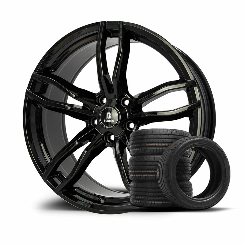 Load image into Gallery viewer, Rseries F1 20" 5X120 Gloss Black Wheels+Tyres