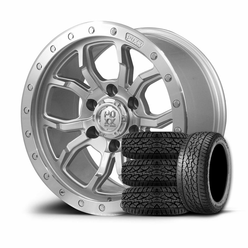 Load image into Gallery viewer, PDXX FURY 17" 6X139.7 Silver w/Machined Ring Wheels+Tyres