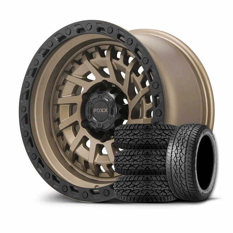 Load image into Gallery viewer, PDXX STIX 17" 6X139.7 Satin Bronze w/Black Ring Wheels+Tyres