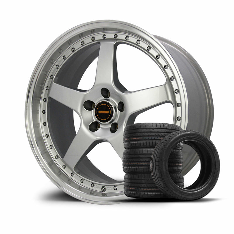 Load image into Gallery viewer, Rseries SVFR 20" 5X114.3  Silver Machined Lip  Wheels+Tyres
