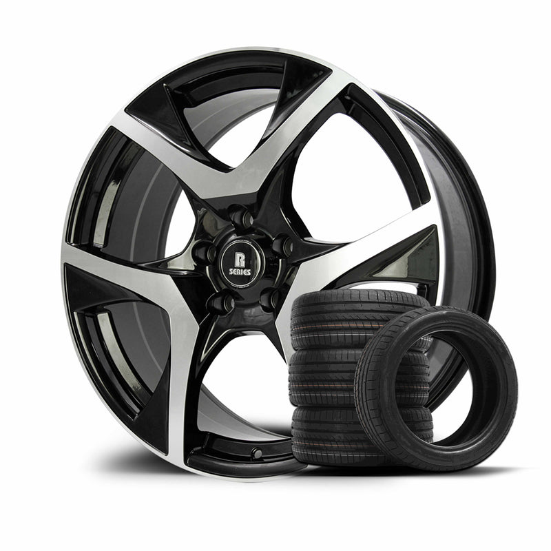Load image into Gallery viewer, Rseries VF2 20" 5X120 Gloss Black Machined Face Wheels+Tyres