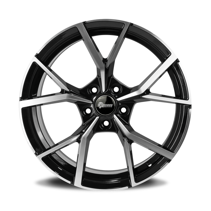 Load image into Gallery viewer, Rseries AV108 18&quot; 5X112 Gloss Black Machined Face Wheels
