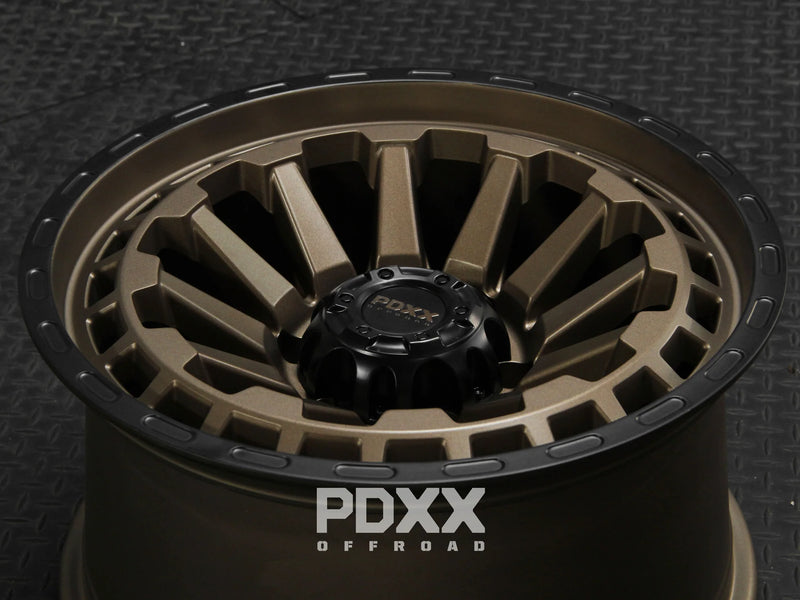 Load image into Gallery viewer, PDXX BEAST 17&quot; 6X139.7 Satin Bronze w/Black Ring Wheels+Tyres
