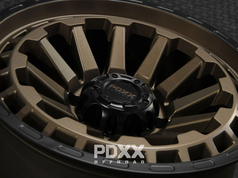 Load image into Gallery viewer, PDXX BEAST 17&quot; 6X139.7 Satin Bronze w/Black Ring Wheels+Tyres
