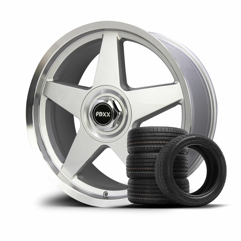 Load image into Gallery viewer, Rseries CANNON 20&quot; 5X120  Silver Machined Lip  Wheels+Tyres
