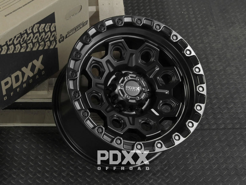 Load image into Gallery viewer, PDXX CONQUEST 17&quot; 6X139.7 Satin Black Wheels+Tyres
