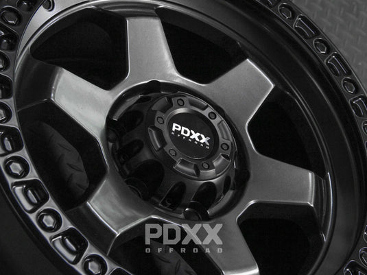 PDXX DOMINATOR 18" 6X139.7 Gunmetal w/Black Ring Wheels+Tyres