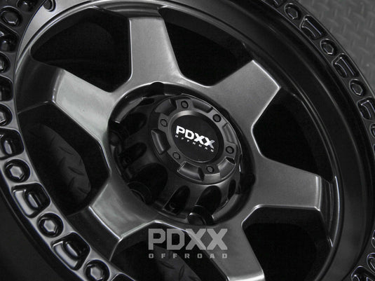 PDXX DOMINATOR 17" 6X139.7 Gunmetal w/Black Ring Wheels