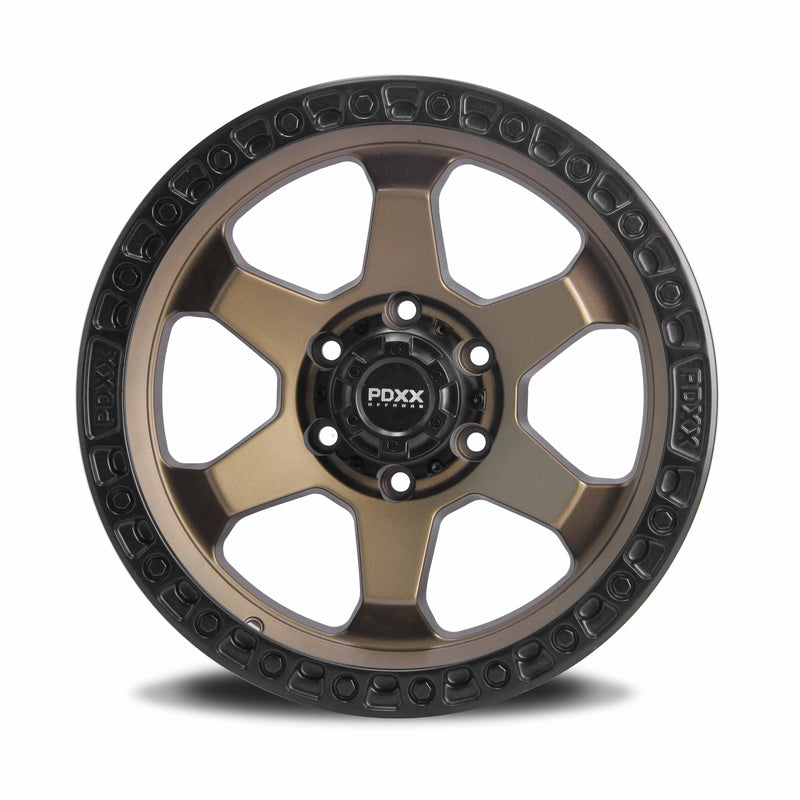 Load image into Gallery viewer, PDXX DOMINATOR 17&quot; 6X139.7 Satin Bronze w/Black Ring Wheels+Tyres
