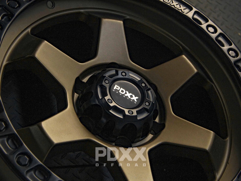 Load image into Gallery viewer, PDXX DOMINATOR 18&quot; 6X139.7 Satin Bronze w/Black Ring Wheels
