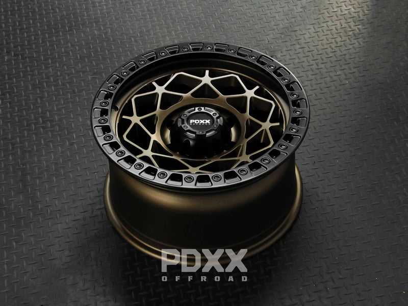 Load image into Gallery viewer, PDXX ENFORCER 17&quot; 6X139.7 Satin Bronze w/Black Ring Wheels
