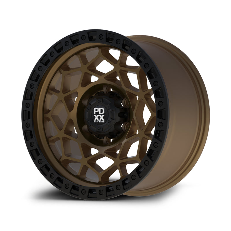 Load image into Gallery viewer, PDXX ENFORCER 17&quot; 6X139.7 Satin Bronze w/Black Ring Wheels
