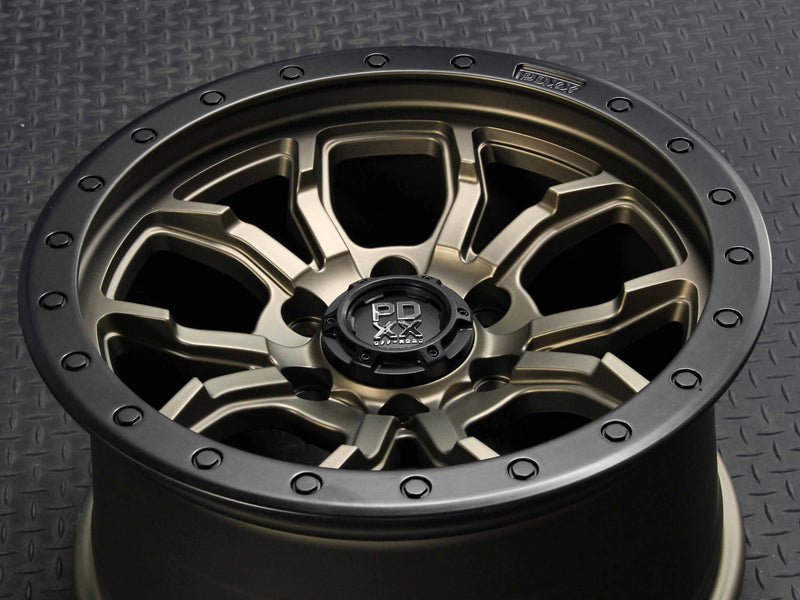 Load image into Gallery viewer, PDXX FURY 17&quot; 6X139.7 Satin Bronze w/Black Ring Wheels+Tyres
