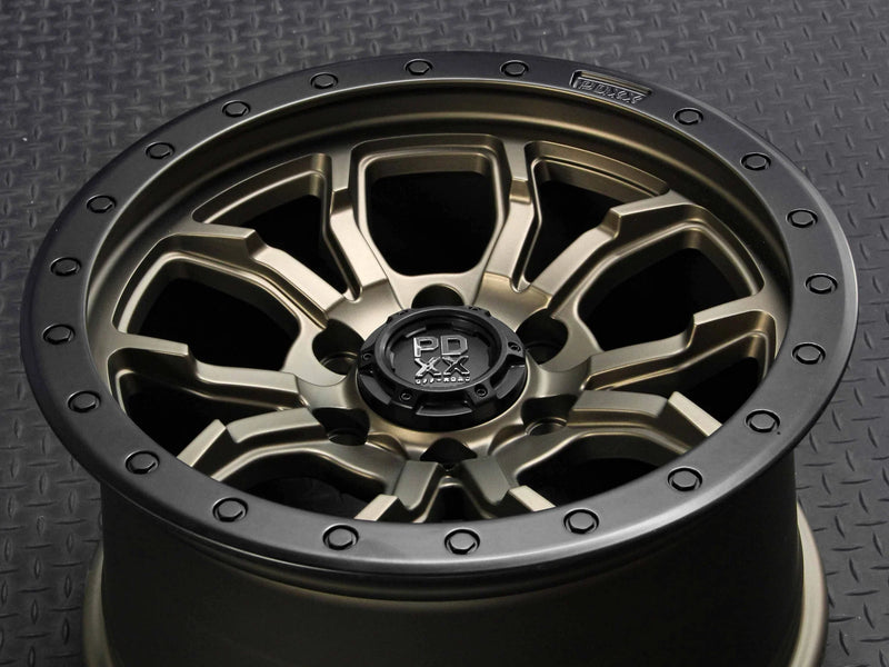 Load image into Gallery viewer, PDXX FURY 17&quot; 6X114.3 Satin Bronze w/Black Ring Wheels+Tyres
