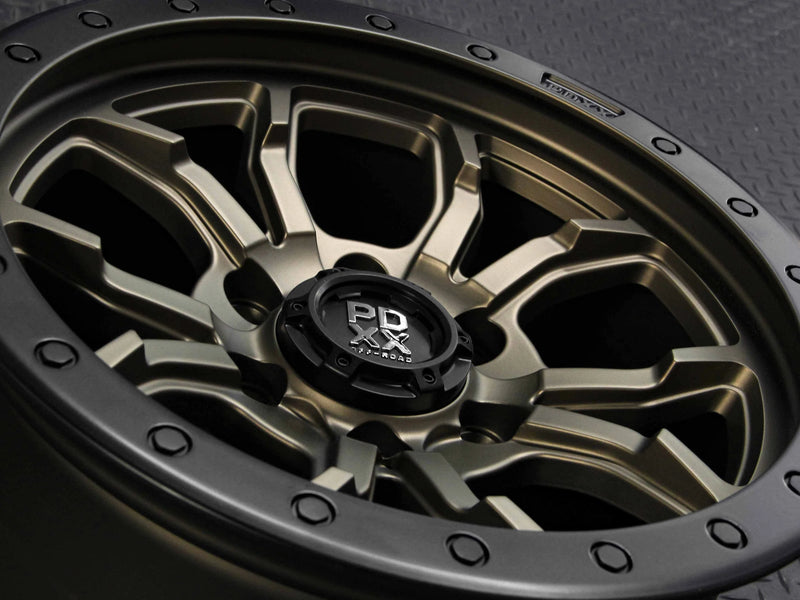 Load image into Gallery viewer, PDXX FURY 17&quot; 6X139.7 Satin Bronze w/Black Ring Wheels+Tyres
