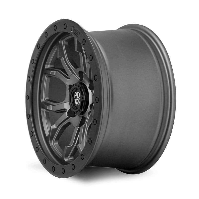 Load image into Gallery viewer, PDXX FURY 17&quot; 6X114.3 Satin Gunmetal w/Black Ring Wheels+Tyres
