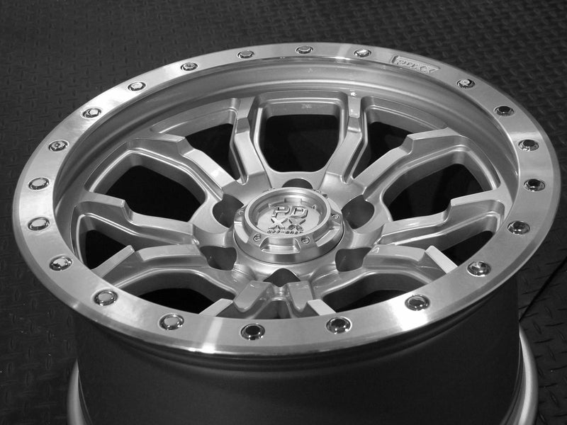 Load image into Gallery viewer, PDXX FURY 17&quot; 6X139.7 Silver w/Machined Ring Wheels
