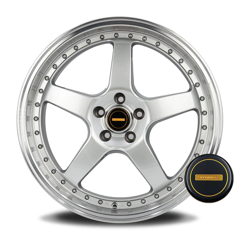 Load image into Gallery viewer, Rseries SVFR 20&quot; 5X114.3 Silver Machined Lip Wheels
