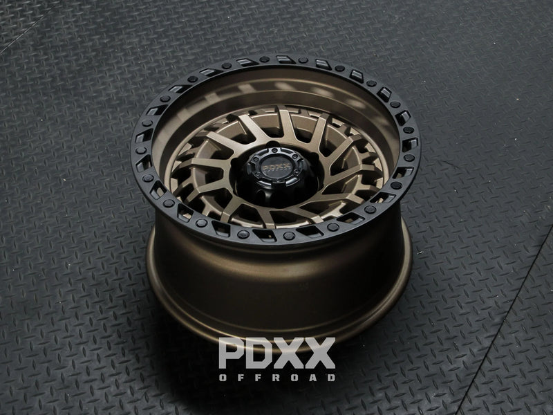 Load image into Gallery viewer, PDXX STIX 17&quot; 6X139.7 Satin Bronze w/Black Ring Wheels+Tyres
