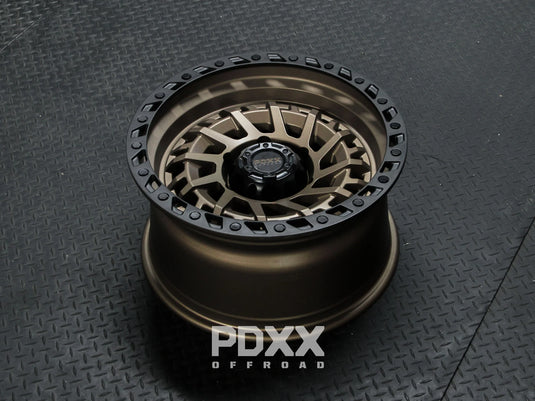 PDXX STIX 17" 6X139.7 Satin Bronze w/Black Ring Wheels+Tyres