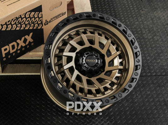 PDXX STIX 17" 6X139.7 Satin Bronze w/Black Ring Wheels