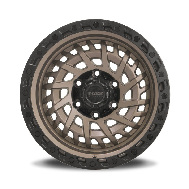 Load image into Gallery viewer, PDXX STIX 17&quot; 6X139.7 Satin Bronze w/Black Ring Wheels+Tyres
