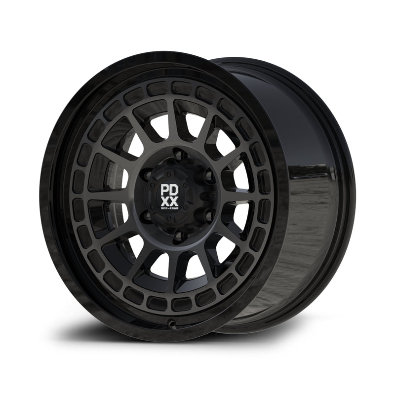 Load image into Gallery viewer, PDXX TAKEDOWN 18&quot; 6X139.7 Dark Tint/Gloss Black Wheels
