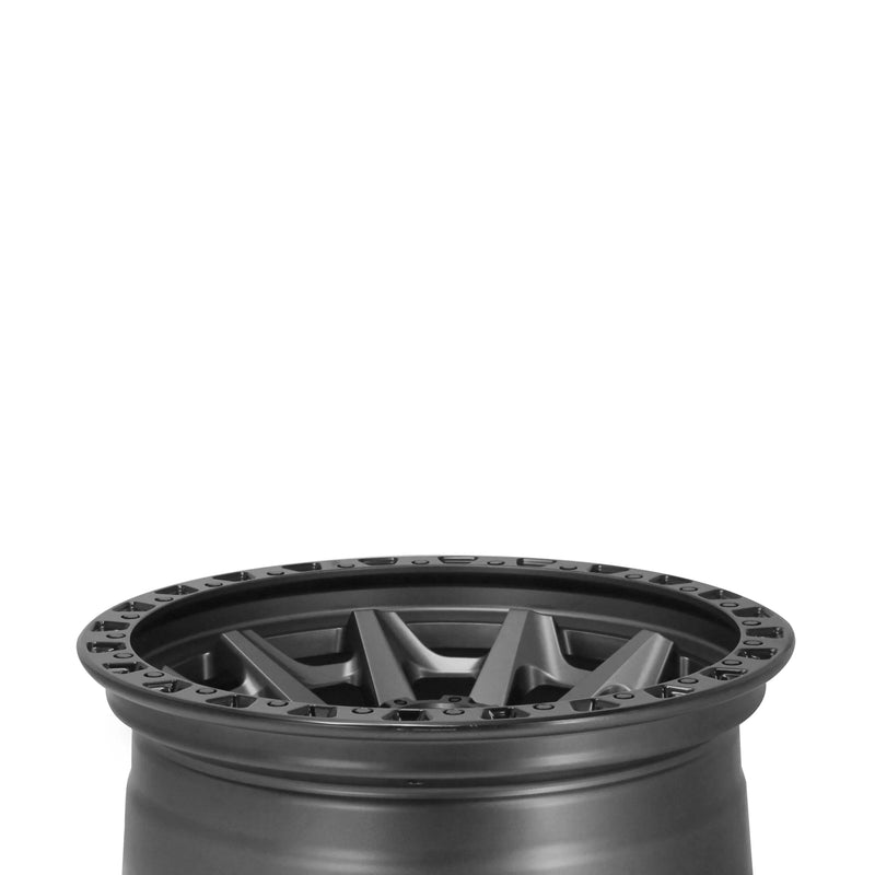 Load image into Gallery viewer, PDXX VIKING 17&quot; 6X139.7 Satin Gunmetal w/Black Ring Wheels
