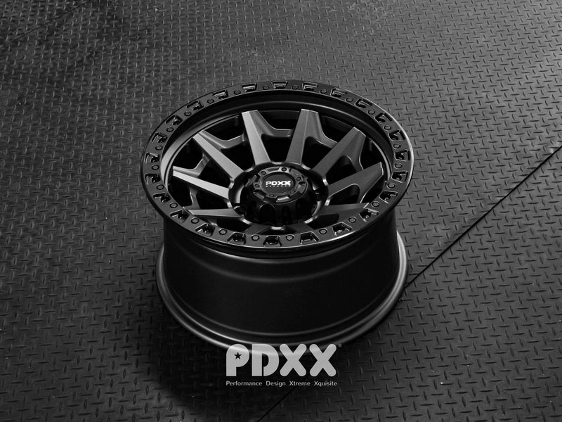 Load image into Gallery viewer, PDXX VIKING 17&quot; 6X139.7 Satin Gunmental w/Black Ring Wheels+Tyres
