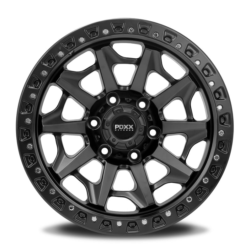 Load image into Gallery viewer, PDXX VIKING 17&quot; 6X139.7 Satin Black Wheels+Tyres
