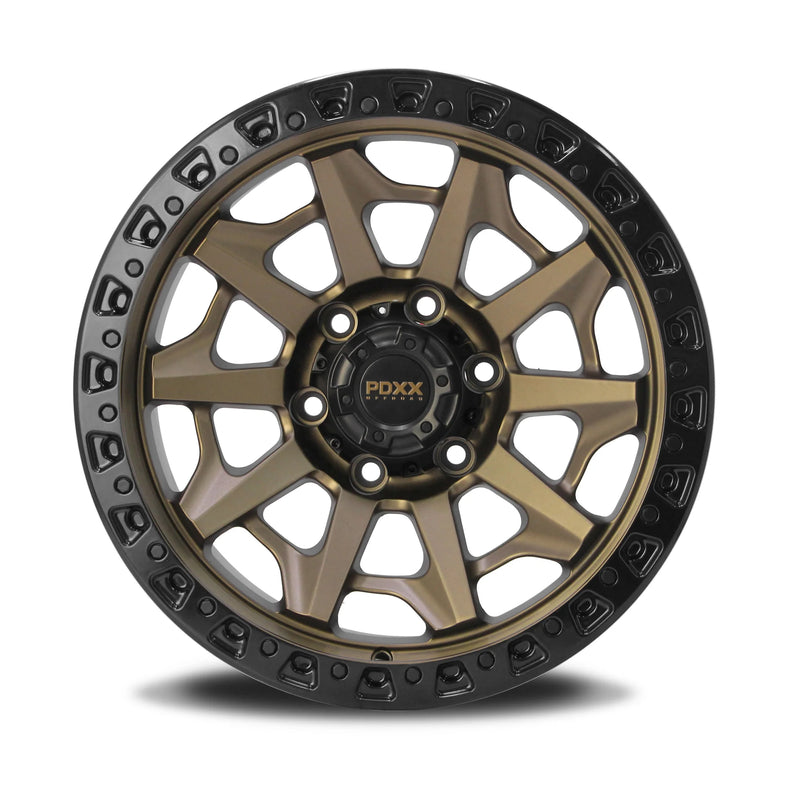 Load image into Gallery viewer, PDXX VIKING 17&quot; 6X139.7 Satin Bronze w/Black Ring Wheels+Tyres
